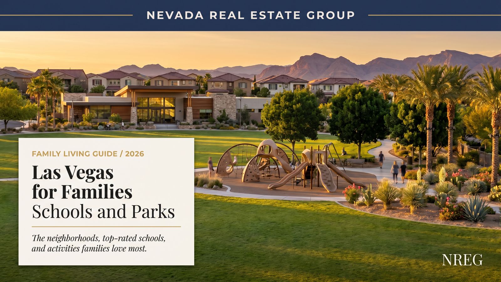 Las Vegas family-friendly neighborhood park with playground and palm trees — CCSD school district 2026