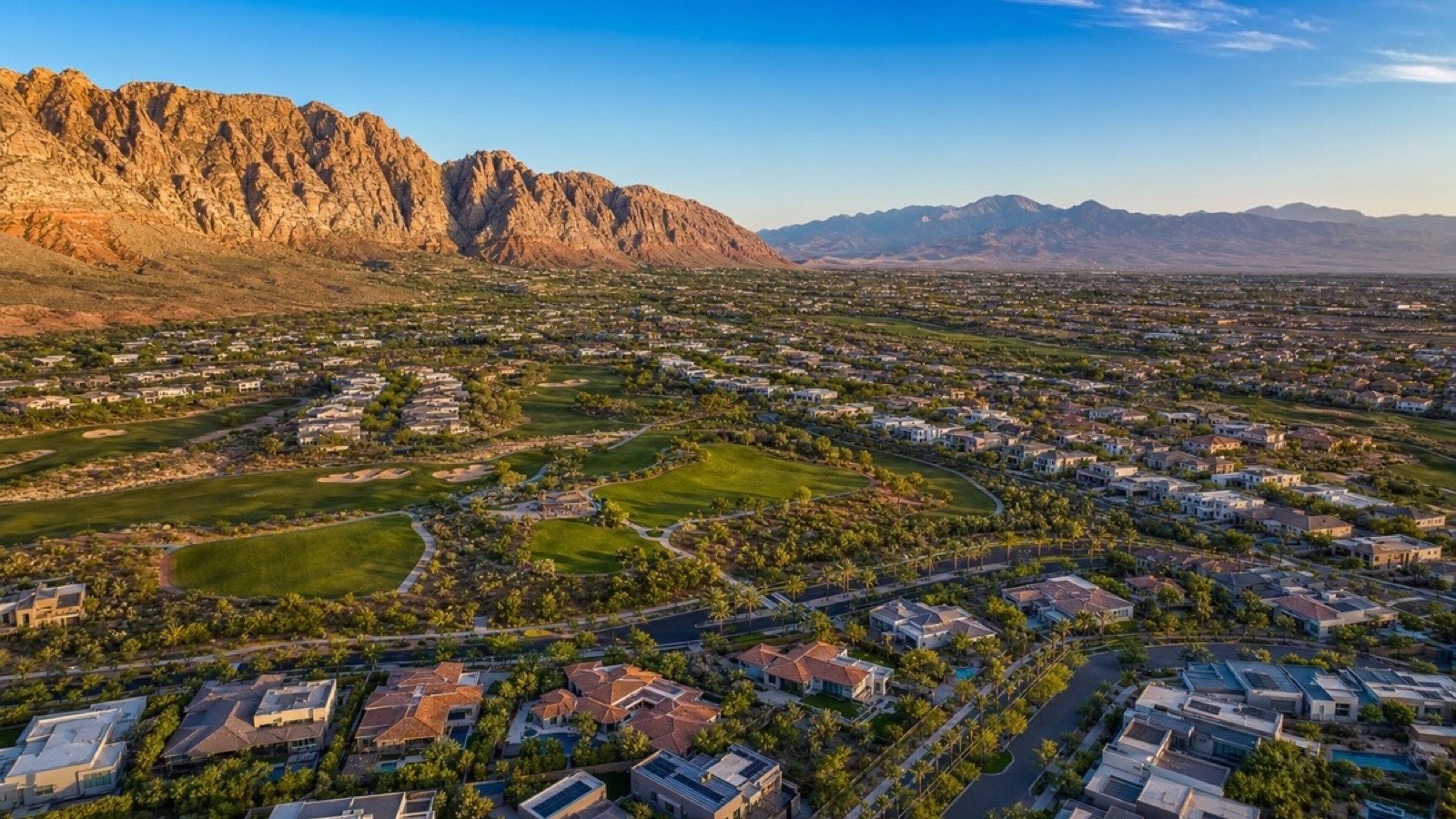 Summerlin Las Vegas master-planned community aerial view with Red Rock Canyon backdrop 2026