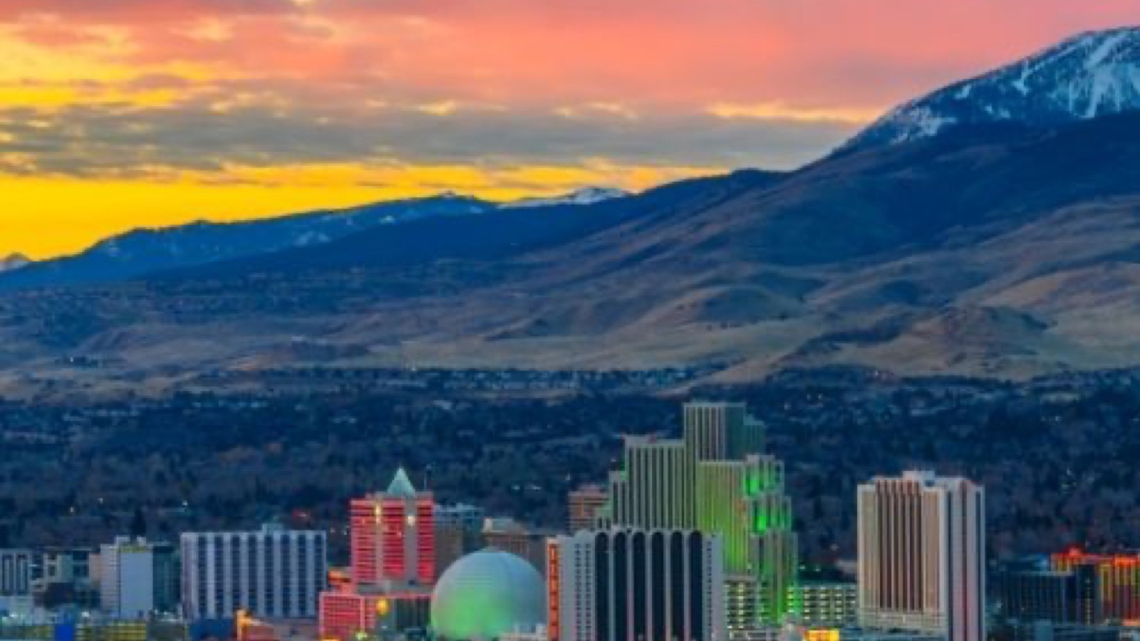 Reno, Nevada residential neighborhood with the Sierra Nevada foothills behind