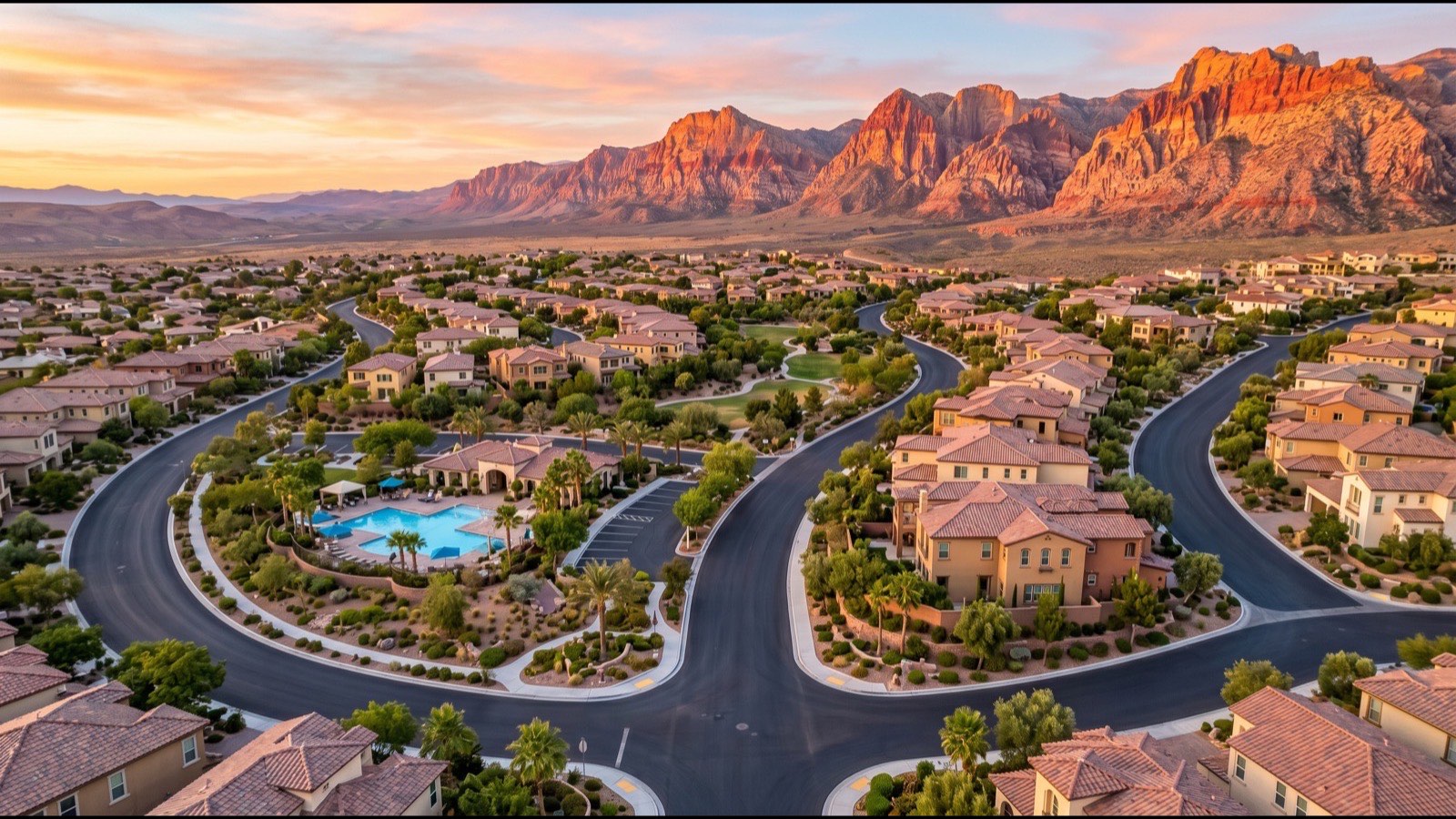 Downtown Summerlin retail district adjacent to Red Rock Canyon escarpment Las Vegas 2026